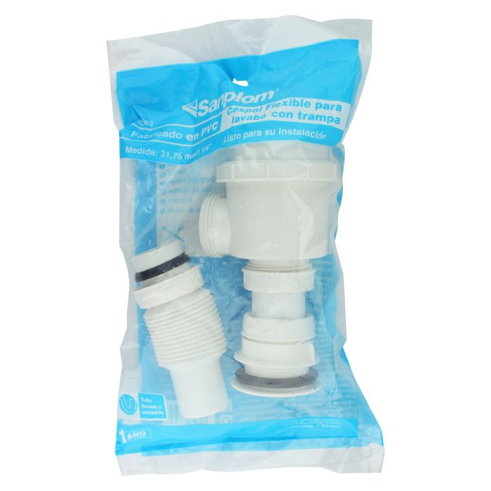 Cespol sanplom flexible 1 1/4 de pvccon trampa, para lavabo