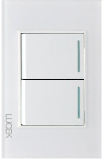 Placa Lucek crystal c/2 apagadores sencillo blanco/blanco