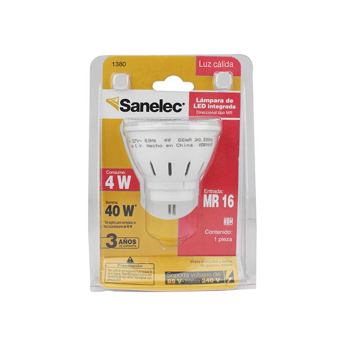 Foco Sanelec led mr16 4w cálido