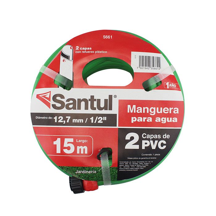 Manguera Santul para jardin reforzada 2 capas pvc,15 m