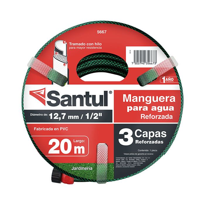 Manguera Santul para jardin reforzada 3 capas ,tramado nylon