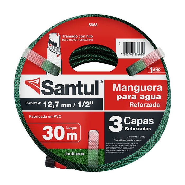 Manguera Santul para jardin reforzada 3 capas ,tramado nylon